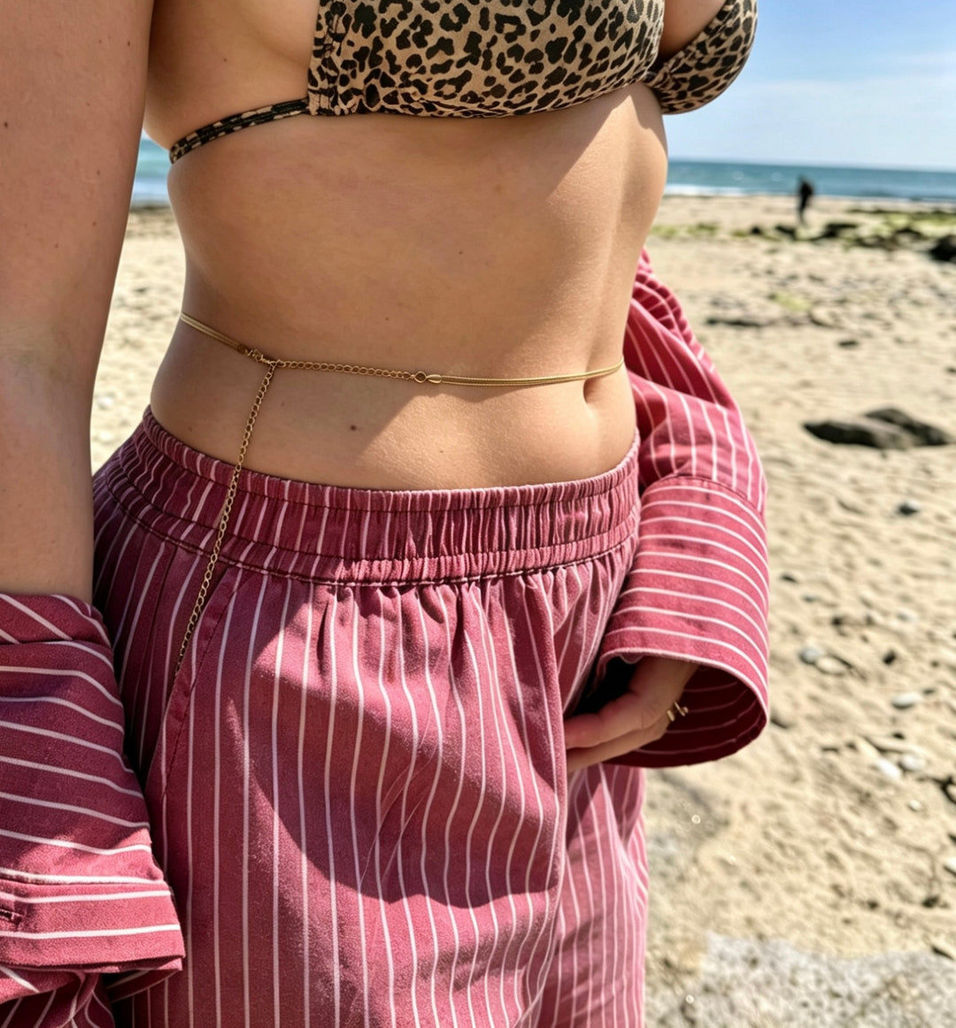 Boho Beach Layered Buikketting – 18k Verguld