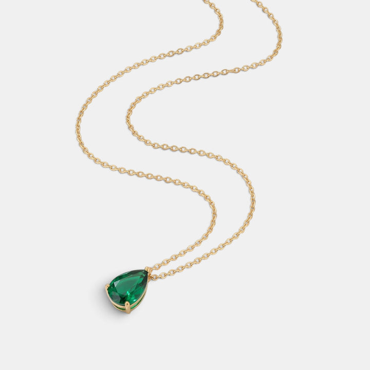 Green Teardrop Ketting - 18k Goud Verguld