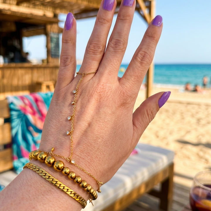 Zircon Sea handketting – 18k Verguld