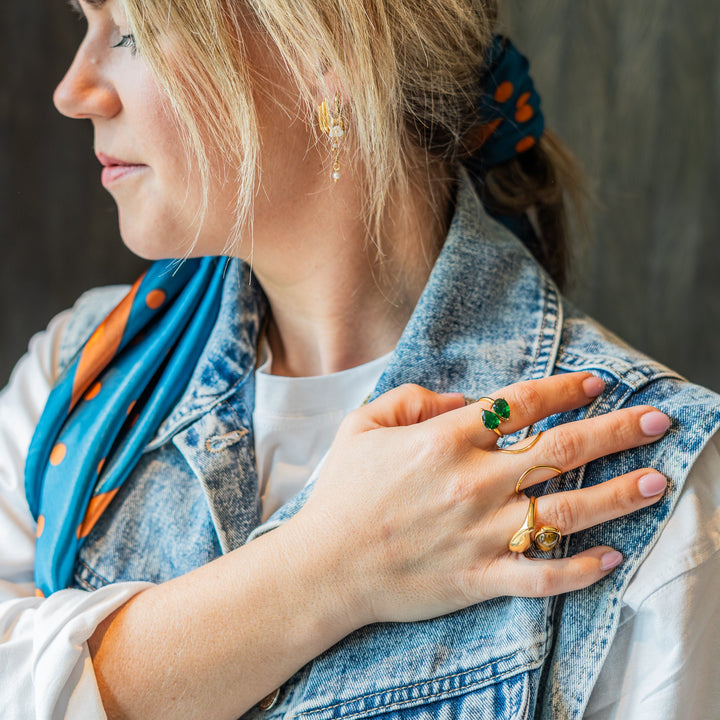 Green Crush Statement Ring – 18k Verguld