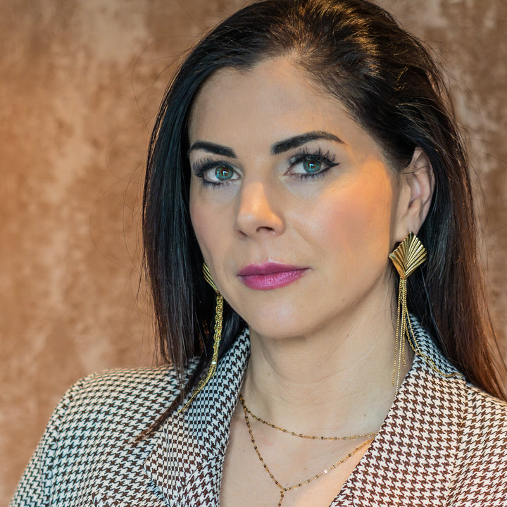 Rhombus Chain Drop Oorbellen – 18k Verguld