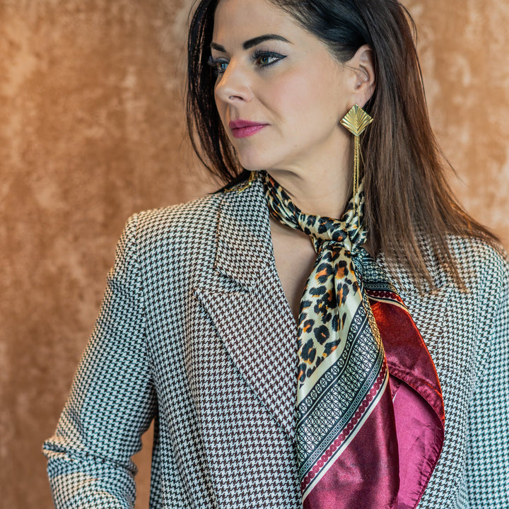 Bordeaux Rode Panter Print Sjaal