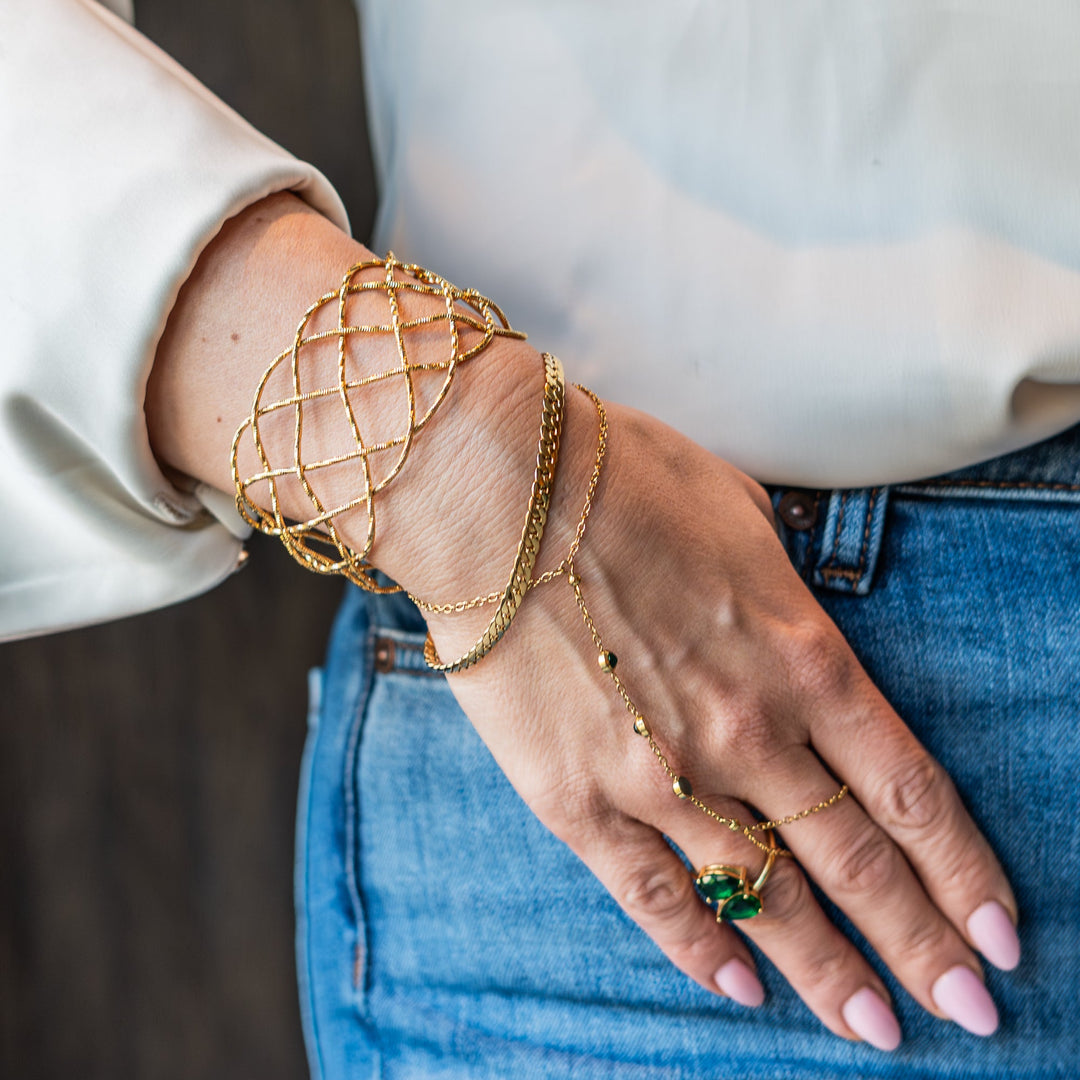 Wide Lines Minimalist Armband – 18k Verguld