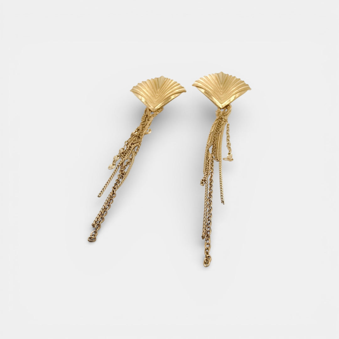 Rhombus Chain Drop Oorbellen – 18k Verguld