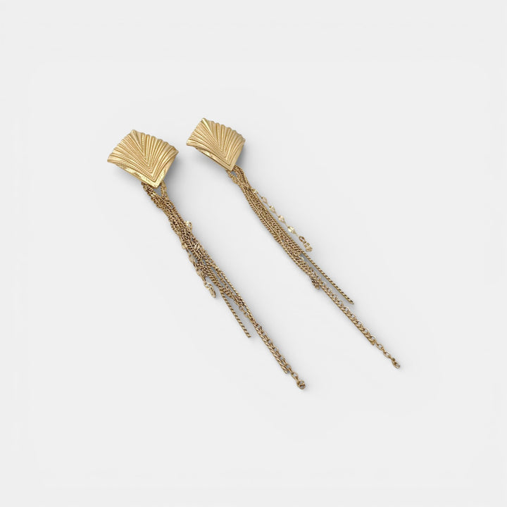 Rhombus Chain Drop Oorbellen – 18k Verguld