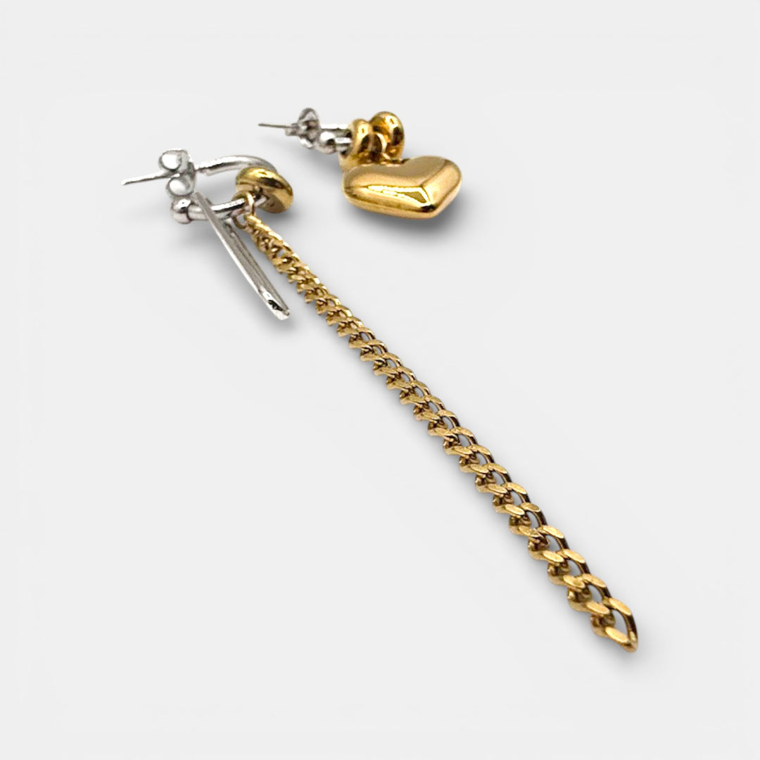 Geometric Heart Oorbellen – 18k Verguld