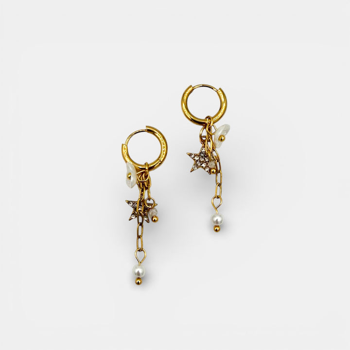 Pearl Flower Oorbellen – 18k Verguld