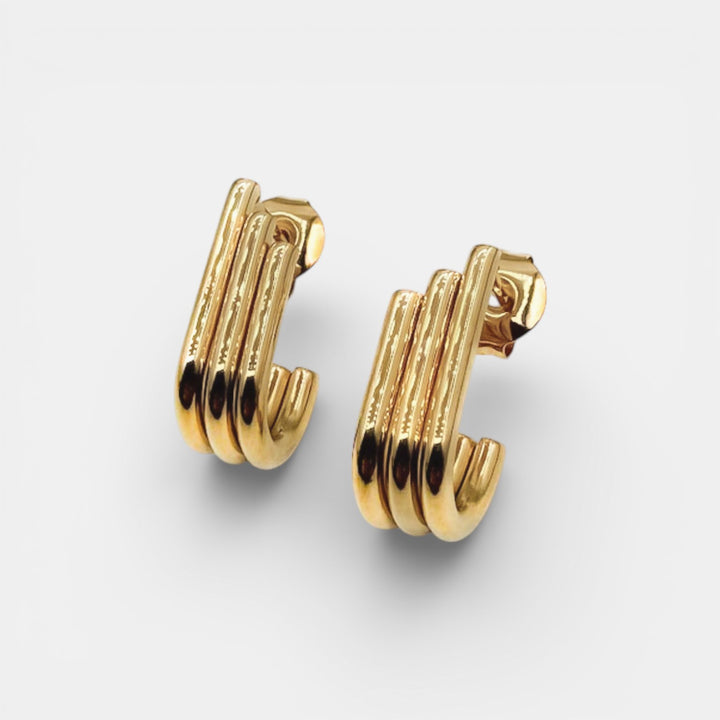 Trendy U-Shape Stud Oorbellen – 18k Verguld