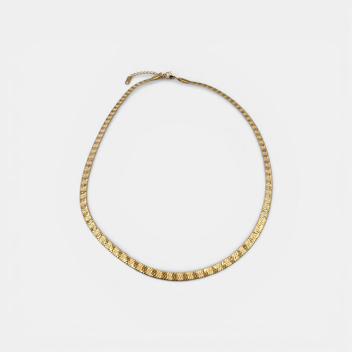 Flat Snake Ketting – 18k Verguld
