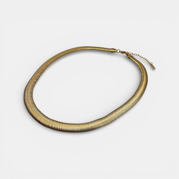 Snake Pillar Choker Ketting – 18k Goud Verguld