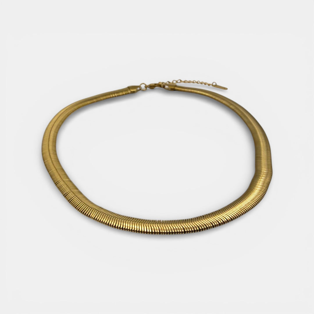 Snake Pillar Choker Ketting – 18k Goud Verguld