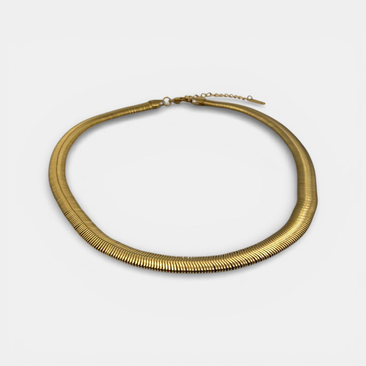 Snake Pillar Choker Ketting – 18k Goud Verguld