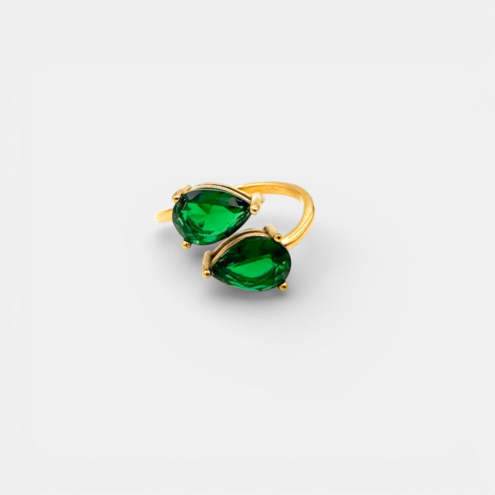 Green Crush Statement Ring – 18k Verguld