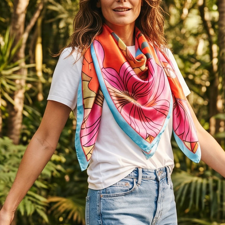 Sjaal Vibrant Floral &amp; Blue