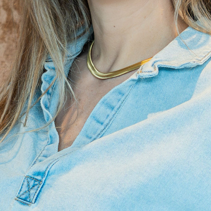 Snake Pillar Choker Ketting – 18k Goud Verguld