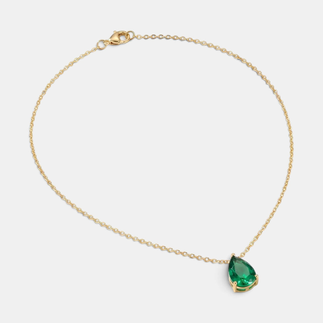 Green Teardrop Ketting - 18k Goud Verguld