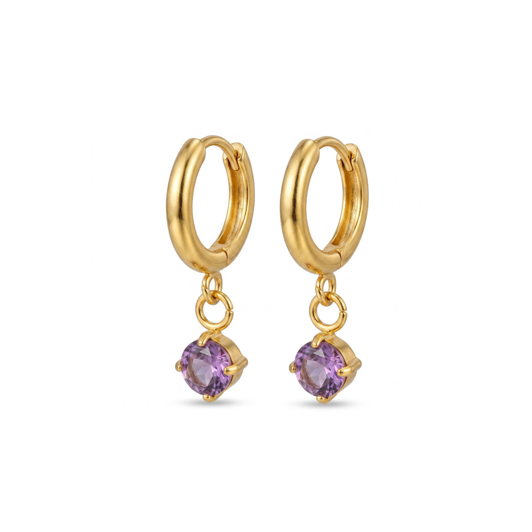 Violet Drop Gold oorbellen- 18k Goud Verguld