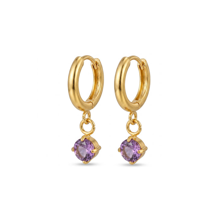 Violet Drop Gold oorbellen- 18k Goud Verguld