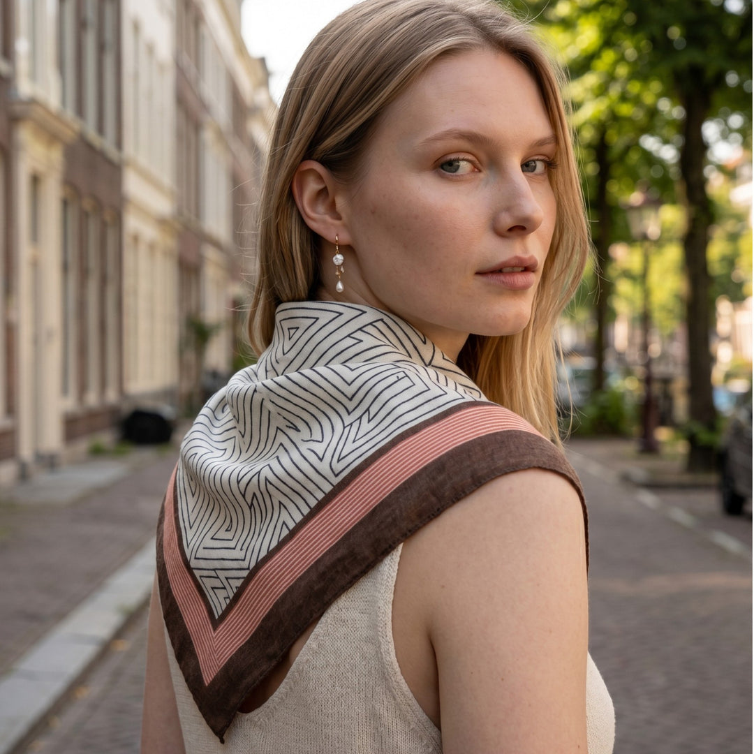 Geometric Brown &amp; Orange sjaal